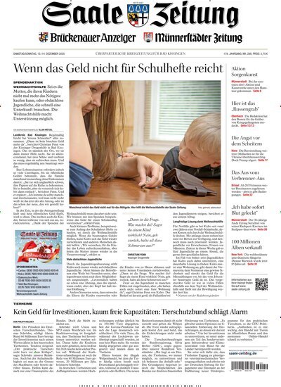 Titelbild der Ausgabe 288/2025 von Saale Zeitung. Diese Zeitschrift und viele weitere Zeitungsabos als Abo oder epaper bei United Kiosk online kaufen.