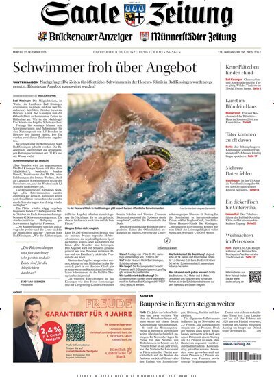 Titelbild der Ausgabe 295/2025 von Saale Zeitung. Diese Zeitschrift und viele weitere Zeitungsabos als Abo oder epaper bei United Kiosk online kaufen.