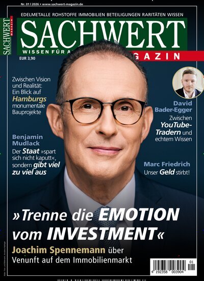 Titelbild der Ausgabe 1/2026 von Sachwert Magazin. Diese Zeitschrift und viele weitere Wirtschaftsmagazine und Politikmagazine als Abo oder epaper bei United Kiosk online kaufen.