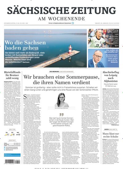 Titelbild der Ausgabe 168/2025 von Sächsische Zeitung. Diese Zeitschrift und viele weitere Zeitungsabos als Abo oder epaper bei United Kiosk online kaufen.