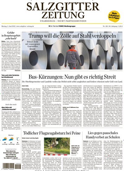 Titelbild der Ausgabe 126/2025 von Salzgitter Zeitung. Diese Zeitschrift und viele weitere Zeitungsabos als Abo oder epaper bei United Kiosk online kaufen.