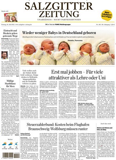 Titelbild der Ausgabe 165/2025 von Salzgitter Zeitung. Diese Zeitschrift und viele weitere Zeitungsabos als Abo oder epaper bei United Kiosk online kaufen.