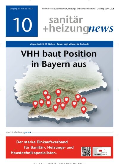 Titelbild der Ausgabe 10/2026 von sanitär + heizung news. Diese Zeitschrift und viele weitere Architekturzeitschriften und Bauzeitschriften als Abo oder epaper bei United Kiosk online kaufen.