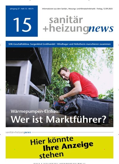 Titelbild der Ausgabe 15/2025 von sanitär + heizung news. Diese Zeitschrift und viele weitere Architekturzeitschriften und Bauzeitschriften als Abo oder epaper bei United Kiosk online kaufen.