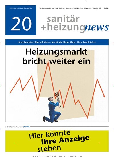 Titelbild der Ausgabe 20/2025 von sanitär + heizung news. Diese Zeitschrift und viele weitere Architekturzeitschriften und Bauzeitschriften als Abo oder epaper bei United Kiosk online kaufen.