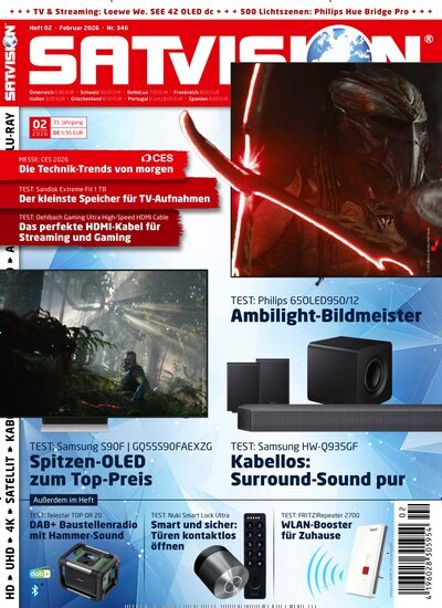 Titelbild der Ausgabe 2/2026 von Satvision. Diese Zeitschrift und viele weitere Audiomagazine, Filmmagazine und Fotozeitschriften als Abo oder epaper bei United Kiosk online kaufen.