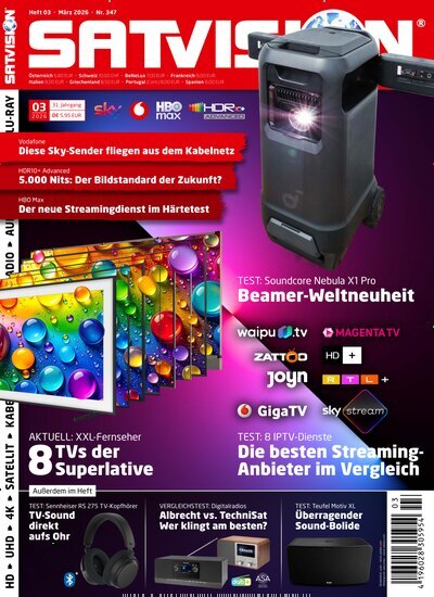 Titelbild der Ausgabe 3/2026 von Satvision. Diese Zeitschrift und viele weitere Audiomagazine, Filmmagazine und Fotozeitschriften als Abo oder epaper bei United Kiosk online kaufen.
