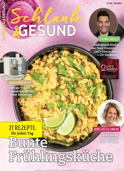 Titelbild der Ausgabe 2/2024 von Schlank & Gesund. Diese Zeitschrift und viele weitere Kochzeitschriften und Backzeitschriften als Abo oder epaper bei United Kiosk online kaufen.