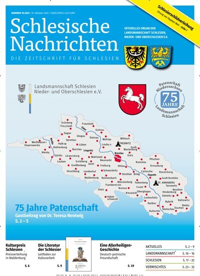 Titelbild der Ausgabe 10/2025 von Schlesische Nachrichten. Diese Zeitschrift und viele weitere Reisemagazine, Freizeitmagazine und Wissensmagazine als Abo oder epaper bei United Kiosk online kaufen.
