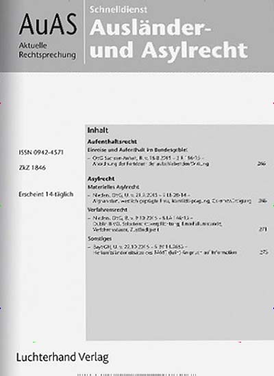 Titelbild der Ausgabe 19/2024 von Schnelldienst AuAS - Ausländer- und Asylrecht. Diese Zeitschrift und viele weitere Jurazeitschriften und Zeitschriften für Verwaltung als Abo oder epaper bei United Kiosk online kaufen.