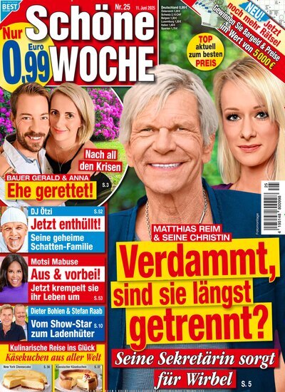 Titelbild der Ausgabe 25/2025 von Schöne Woche. Diese Zeitschrift und viele weitere Frauenzeitschriften als Abo oder epaper bei United Kiosk online kaufen.