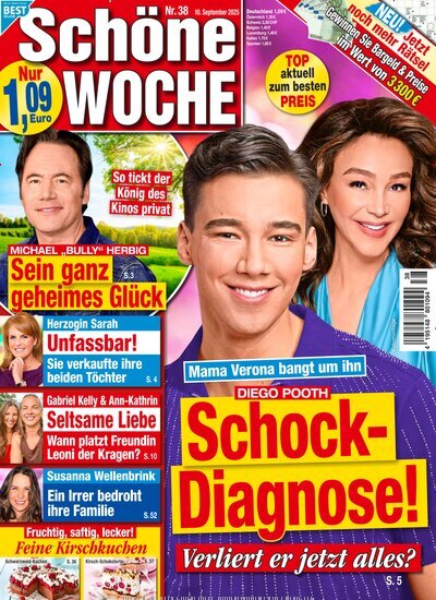 Titelbild der Ausgabe 38/2025 von Schöne Woche. Diese Zeitschrift und viele weitere Frauenzeitschriften als Abo oder epaper bei United Kiosk online kaufen.