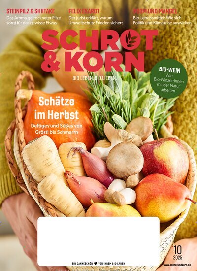 Titelbild der Ausgabe 10/2025 von Schrot & Korn. Diese Zeitschrift und viele weitere Elternzeitschriften und Tierzeitschriften als Abo oder epaper bei United Kiosk online kaufen.