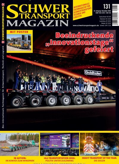 Titelbild der Ausgabe 131/2026 von Schwertransportmagazin. Diese Zeitschrift und viele weitere Automagazine und Motorradzeitschriften als Abo oder epaper bei United Kiosk online kaufen.