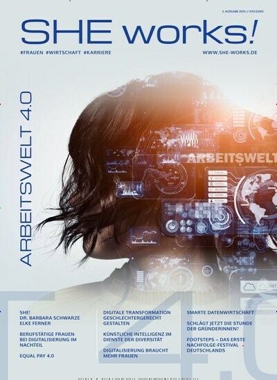 Titelbild der Ausgabe 2/2023 von SHE works. Diese Zeitschrift und viele weitere Wirtschaftsmagazine und Politikmagazine als Abo oder epaper bei United Kiosk online kaufen.