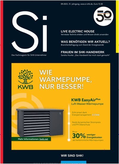 Titelbild der Ausgabe 9/2025 von Si - Das Fachmagazin für SHK Unternehmer. Diese Zeitschrift und viele weitere Architekturzeitschriften und Bauzeitschriften als Abo oder epaper bei United Kiosk online kaufen.