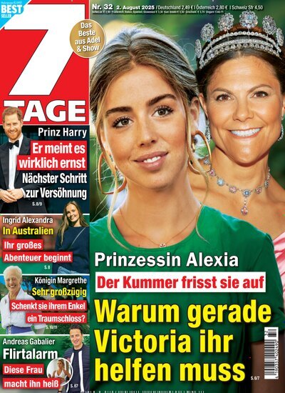 Titelbild der Ausgabe 32/2025 von Sieben Tage. Diese Zeitschrift und viele weitere Frauenzeitschriften als Abo oder epaper bei United Kiosk online kaufen.