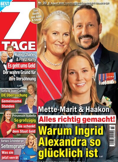 Titelbild der Ausgabe 33/2026 von Sieben Tage. Diese Zeitschrift und viele weitere Frauenzeitschriften als Abo oder epaper bei United Kiosk online kaufen.