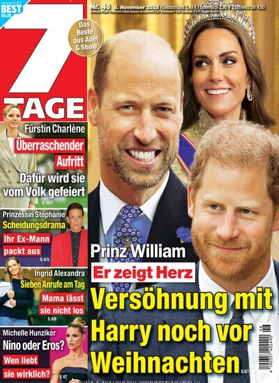 Titelbild der Ausgabe 46/2025 von Sieben Tage. Diese Zeitschrift und viele weitere Frauenzeitschriften als Abo oder epaper bei United Kiosk online kaufen.