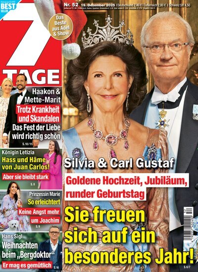 Titelbild der Ausgabe 52/2025 von Sieben Tage. Diese Zeitschrift und viele weitere Frauenzeitschriften als Abo oder epaper bei United Kiosk online kaufen.