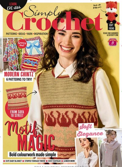 Titelbild der Ausgabe 1/2026 von Simply Crochet. Diese Zeitschrift und viele weitere Modemagazine und DIY-Magazine als Abo oder epaper bei United Kiosk online kaufen.