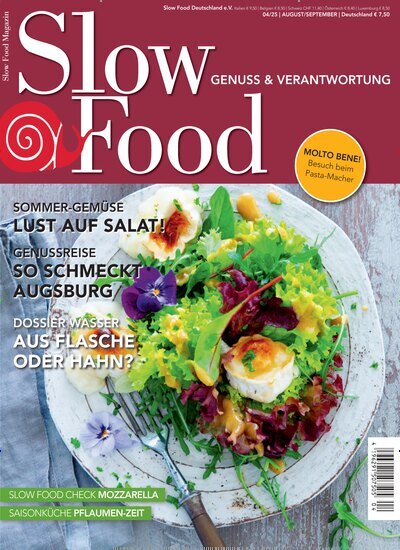 Titelbild der Ausgabe 4/2025 von Slow Food Magazin. Diese Zeitschrift und viele weitere Kochzeitschriften und Backzeitschriften als Abo oder epaper bei United Kiosk online kaufen.
