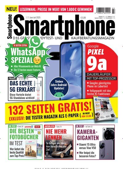 Titelbild der Ausgabe 3/2025 von Smartphone. Diese Zeitschrift und viele weitere Audiomagazine, Filmmagazine und Fotozeitschriften als Abo oder epaper bei United Kiosk online kaufen.