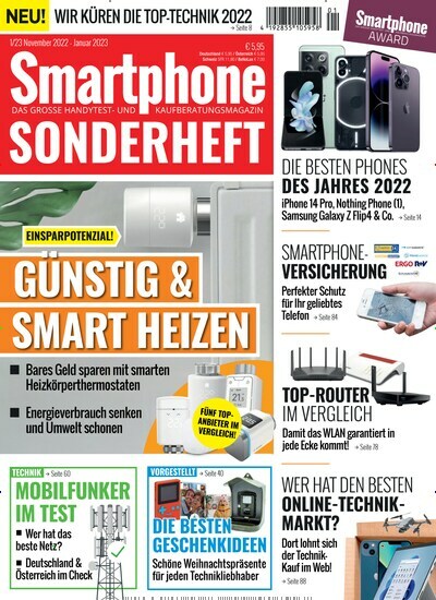 Titelbild der Ausgabe 1/2023 von Smartphone Magazin Ratgeber. Diese Zeitschrift und viele weitere Audiomagazine, Filmmagazine und Fotozeitschriften als Abo oder epaper bei United Kiosk online kaufen.