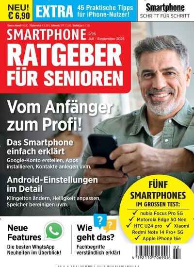 Titelbild der Ausgabe 2/2025 von Smartphone Schritt für Schritt. Diese Zeitschrift und viele weitere Audiomagazine, Filmmagazine und Fotozeitschriften als Abo oder epaper bei United Kiosk online kaufen.