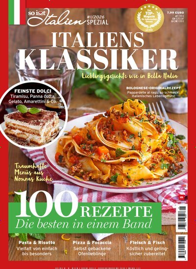 Titelbild der Ausgabe 1/2026 von So isst Italien Spezial. Diese Zeitschrift und viele weitere Kochzeitschriften und Backzeitschriften als Abo oder epaper bei United Kiosk online kaufen.