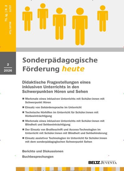 Titelbild der Ausgabe 2/2026 von Sonderpädagogische Förderung heute. Diese Zeitschrift und viele weitere Zeitschriften für Pädagogik als Abo oder epaper bei United Kiosk online kaufen.