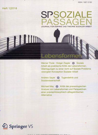 Soziale Passagen aktuelles Titelbild Ausgabe 1/2018 Aktuelles Titelbild von Soziale Passagen. In der Ausgabe 1/2018 geht es um die Themen: Soziale Arbeit als praktische Kritik der Lebensformen. Lesen Sie gerne Wissenschaftsmagazine? Dann empfehlen wir Ihnen Soziale Passagen als Abo oder Geschenkabo.