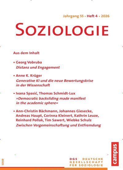 Titelbild der Ausgabe 4/2026 von Soziologie. Diese Zeitschrift und viele weitere Zeitschriften für Pädagogik als Abo oder epaper bei United Kiosk online kaufen.