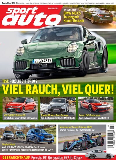 Titelbild der Ausgabe 3/2026 von Sport Auto. Diese Zeitschrift und viele weitere Automagazine und Motorradzeitschriften als Abo oder epaper bei United Kiosk online kaufen.