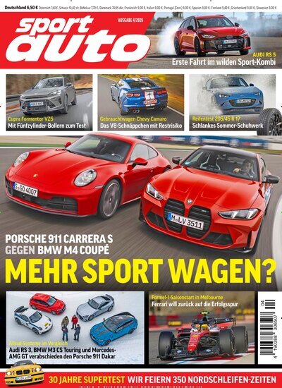 Titelbild der Ausgabe 4/2026 von Sport Auto. Diese Zeitschrift und viele weitere Automagazine und Motorradzeitschriften als Abo oder epaper bei United Kiosk online kaufen.