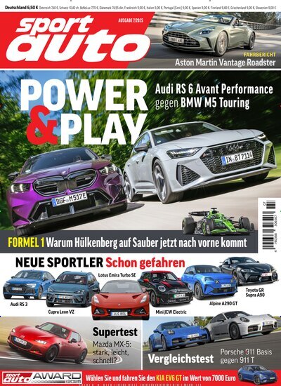 Titelbild der Ausgabe 7/2025 von Sport Auto. Diese Zeitschrift und viele weitere Automagazine und Motorradzeitschriften als Abo oder epaper bei United Kiosk online kaufen.