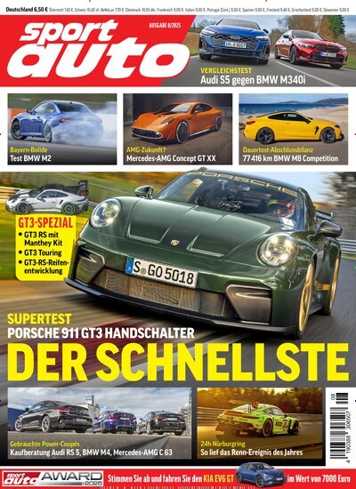 Titelbild der Ausgabe 8/2025 von Sport Auto. Diese Zeitschrift und viele weitere Automagazine und Motorradzeitschriften als Abo oder epaper bei United Kiosk online kaufen.