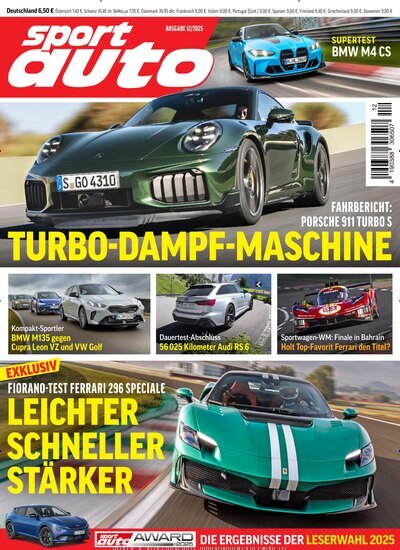 Titelbild der Ausgabe 12/2025 von Sport Auto. Diese Zeitschrift und viele weitere Automagazine und Motorradzeitschriften als Abo oder epaper bei United Kiosk online kaufen.