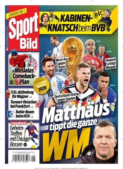 Titelbild der Ausgabe 1/2026 von Sport Bild. Diese Zeitschrift und viele weitere Sportmagazine als Abo oder epaper bei United Kiosk online kaufen.