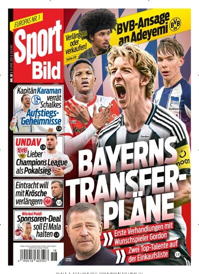Titelbild der Ausgabe 18/2026 von Sport Bild. Diese Zeitschrift und viele weitere Sportmagazine als Abo oder epaper bei United Kiosk online kaufen.