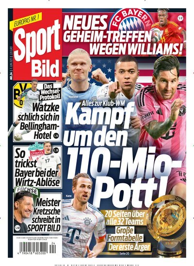 Titelbild der Ausgabe 24/2025 von Sport Bild. Diese Zeitschrift und viele weitere Sportmagazine als Abo oder epaper bei United Kiosk online kaufen.