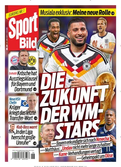 Titelbild der Ausgabe 26/2026 von Sport Bild. Diese Zeitschrift und viele weitere Sportmagazine als Abo oder epaper bei United Kiosk online kaufen.