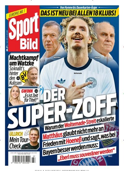 Titelbild der Ausgabe 27/2025 von Sport Bild. Diese Zeitschrift und viele weitere Sportmagazine als Abo oder epaper bei United Kiosk online kaufen.