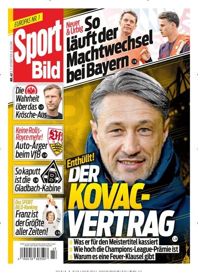 Titelbild der Ausgabe 43/2026 von Sport Bild. Diese Zeitschrift und viele weitere Sportmagazine als Abo oder epaper bei United Kiosk online kaufen.