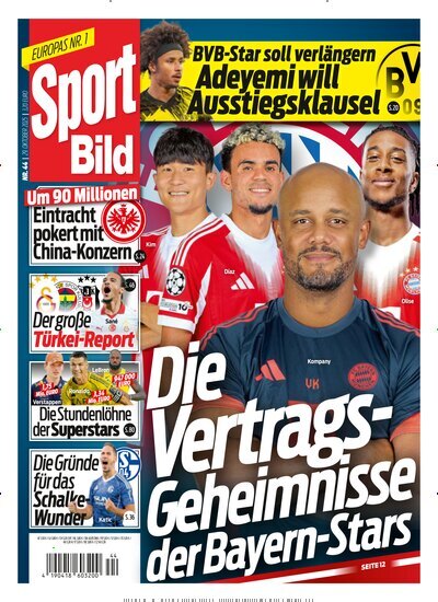 Titelbild der Ausgabe 44/2025 von Sport Bild. Diese Zeitschrift und viele weitere Sportmagazine als Abo oder epaper bei United Kiosk online kaufen.