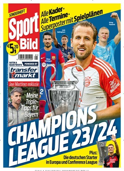 Titelbild der Ausgabe 1/2023 von Sport Bild Sonderheft Champions League. Diese Zeitschrift und viele weitere Sportmagazine als Abo oder epaper bei United Kiosk online kaufen.