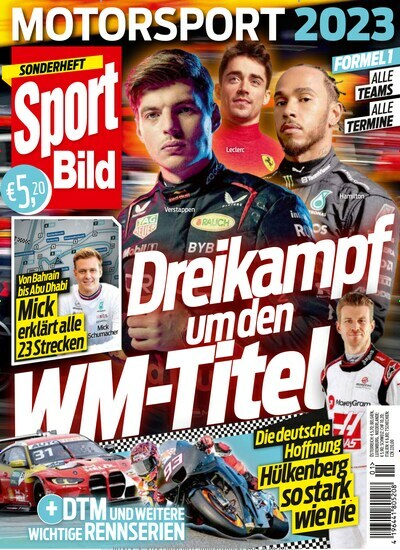 Titelbild der Ausgabe 1/2023 von Sport Bild Sonderheft Motorsport. Diese Zeitschrift und viele weitere Automagazine und Motorradzeitschriften als Abo oder epaper bei United Kiosk online kaufen.