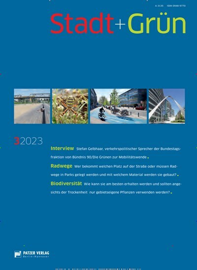Titelbild der Ausgabe 3/2023 von Stadt + Grün. Diese Zeitschrift und viele weitere Architekturzeitschriften und Bauzeitschriften als Abo oder epaper bei United Kiosk online kaufen.