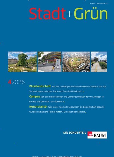 Titelbild der Ausgabe 4/2026 von Stadt + Grün. Diese Zeitschrift und viele weitere Architekturzeitschriften und Bauzeitschriften als Abo oder epaper bei United Kiosk online kaufen.