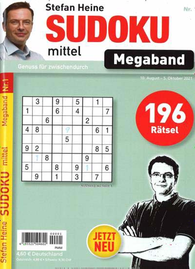 Titelbild der Ausgabe 1/2021 von Stefan Heine Sudoku mittel Megaband. Diese Zeitschrift und viele weitere Groschenromane und Rätselhefte als Abo oder epaper bei United Kiosk online kaufen.